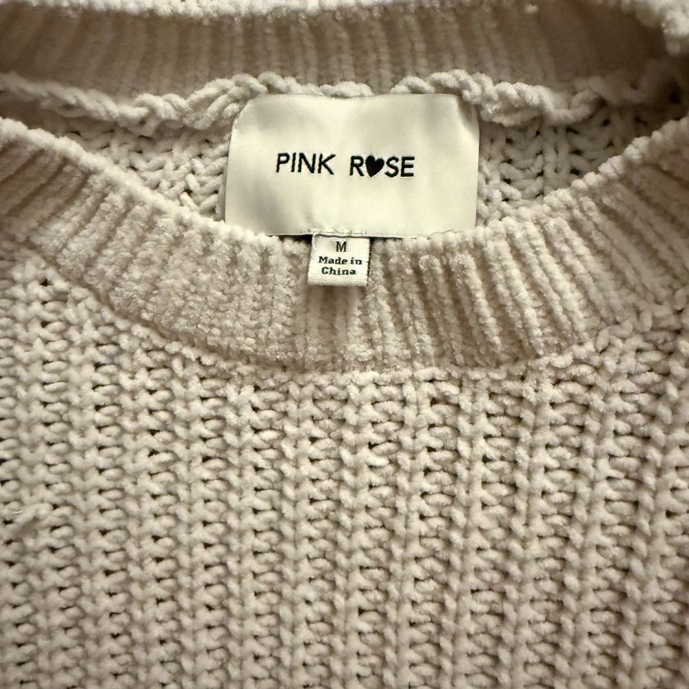 Pink Rose Women's Knit Sweater in Cream